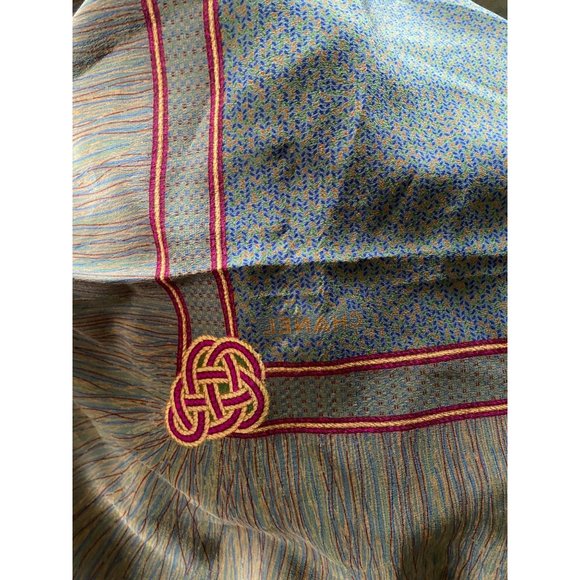 Ladies Chanel Silk Hand Rolled Scarf  33" x 32" - Picture 6 of 6